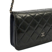 Picture of Chanel Cross Body Wallet on Chain in Blue, Patent Leather
