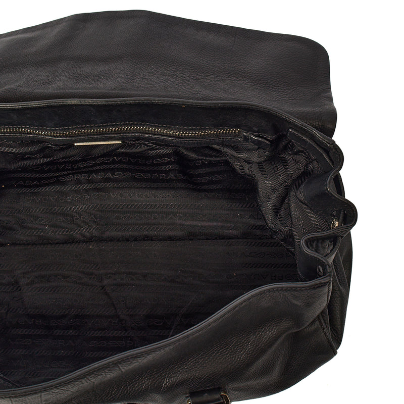 Picture of Prada Shoulder Bag Buckle Tote  in Black, Leather