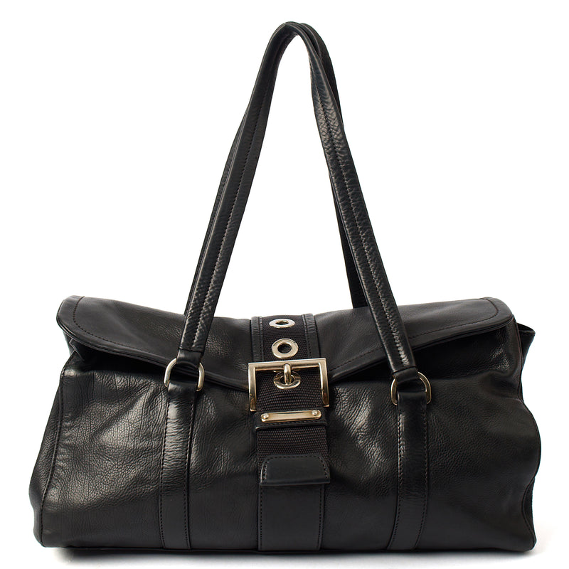Picture of Prada Shoulder Bag Buckle Tote  in Black, Leather