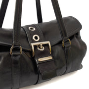 Picture of Prada Shoulder Bag Buckle Tote  in Black, Leather