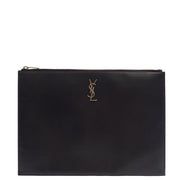 Picture of Saint Laurent Clutch Zipped Pouch in Blue, Calfskin Leather