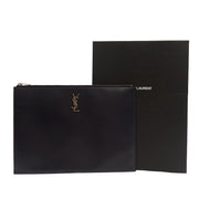 Picture of Saint Laurent Clutch Zipped Pouch in Blue, Calfskin Leather