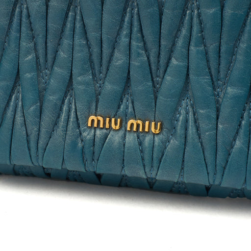 Picture of Miu Miu Cross Body Matelasse Crossbody in Blue, Leather