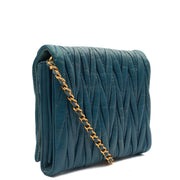 Picture of Miu Miu Cross Body Matelasse Crossbody in Blue, Leather
