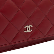Picture of Chanel Cross Body Wallet on Chain in Red, Lambskin Leather