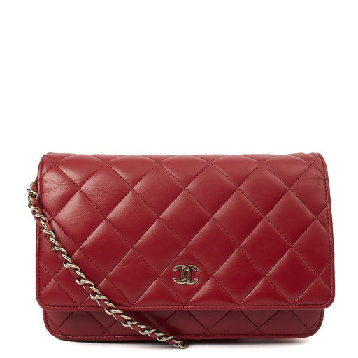 Picture of Chanel Cross Body Wallet on Chain in Red, Lambskin Leather