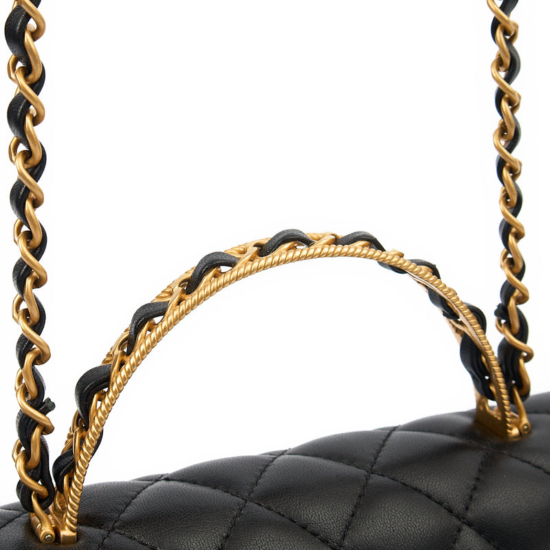 Picture of Chanel Top Handle Flap Bag With Top Handle in Black, Calfskin Leather