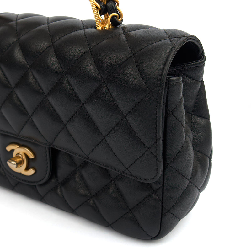 Picture of Chanel Top Handle Flap Bag With Top Handle in Black, Calfskin Leather