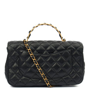 Picture of Chanel Top Handle Flap Bag With Top Handle in Black, Calfskin Leather