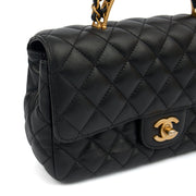 Picture of Chanel Top Handle Flap Bag With Top Handle in Black, Calfskin Leather