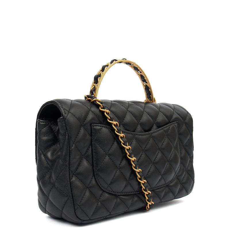 Picture of Chanel Top Handle Flap Bag With Top Handle in Black, Calfskin Leather