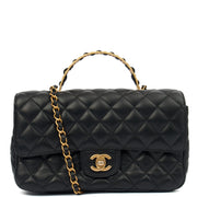 Picture of Chanel Top Handle Flap Bag With Top Handle in Black, Calfskin Leather