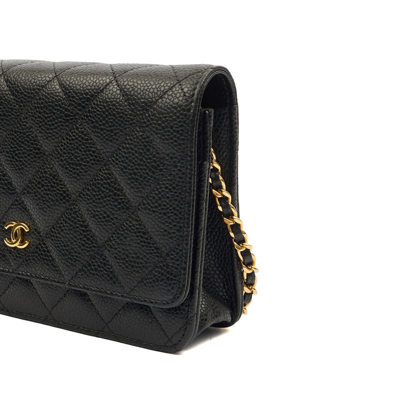 Picture of Chanel Cross Body Wallet on Chain in Black, Caviar Leather