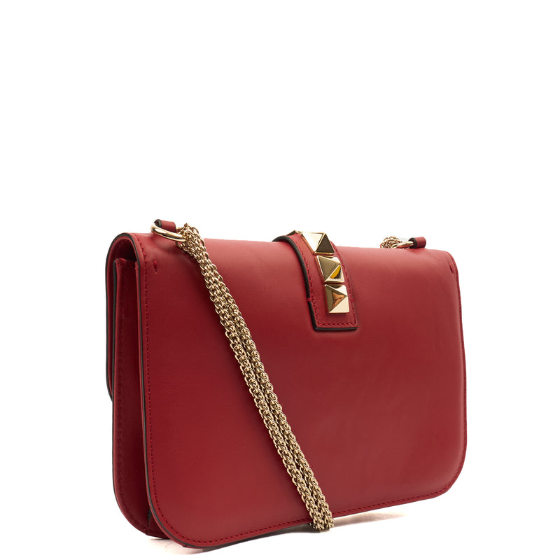 Picture of Valentino Shoulder Bag Glam Lock - Small in Red, Calfskin