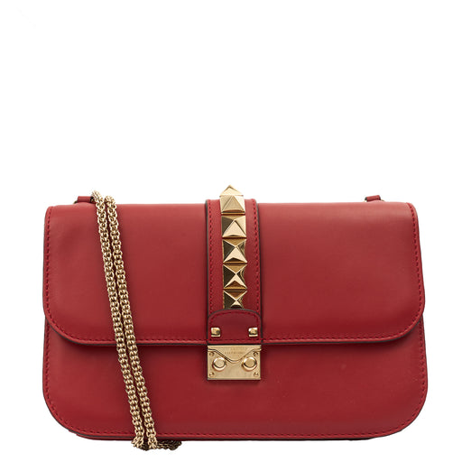 Picture of Valentino Shoulder Bag Glam Lock - Small in Red, Calfskin