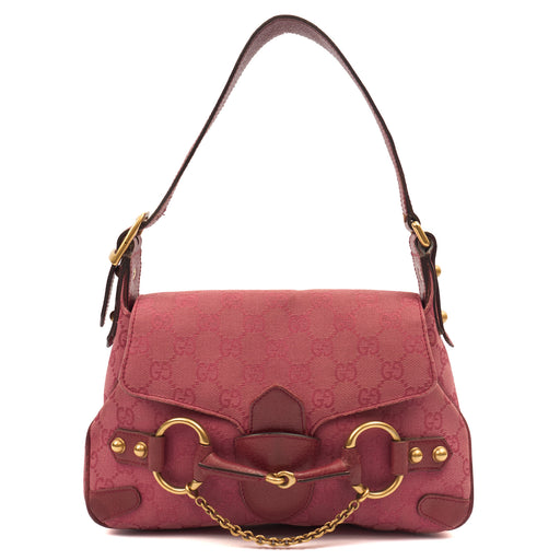 Picture of Gucci Shoulder Bag Horsebit Chain Shoulder Bag in Pink, GG Canvas
