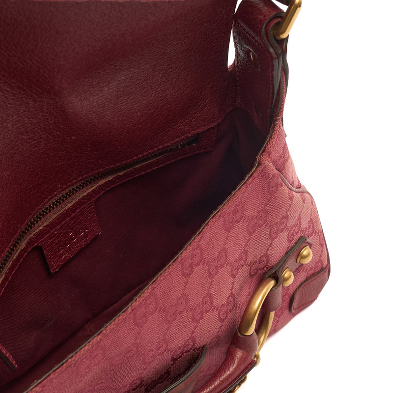 Picture of Gucci Shoulder Bag Horsebit Chain Shoulder Bag in Pink, GG Canvas
