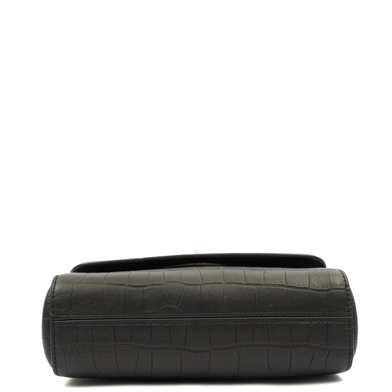 Picture of Mulberry Cross Body Lily in Black, Exotic Effect Leather