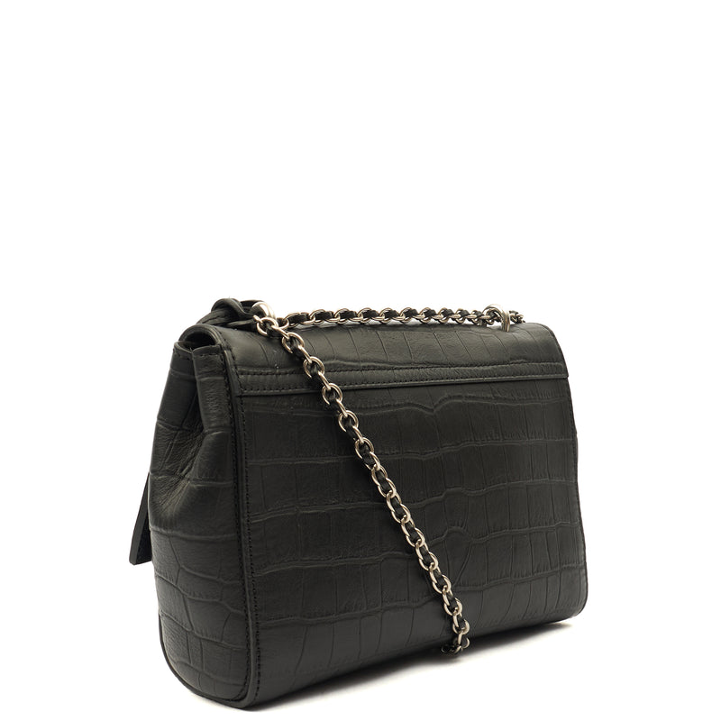 Picture of Mulberry Cross Body Lily in Black, Exotic Effect Leather