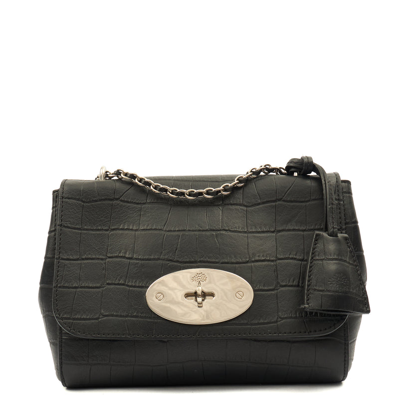 Picture of Mulberry Cross Body Lily in Black, Exotic Effect Leather