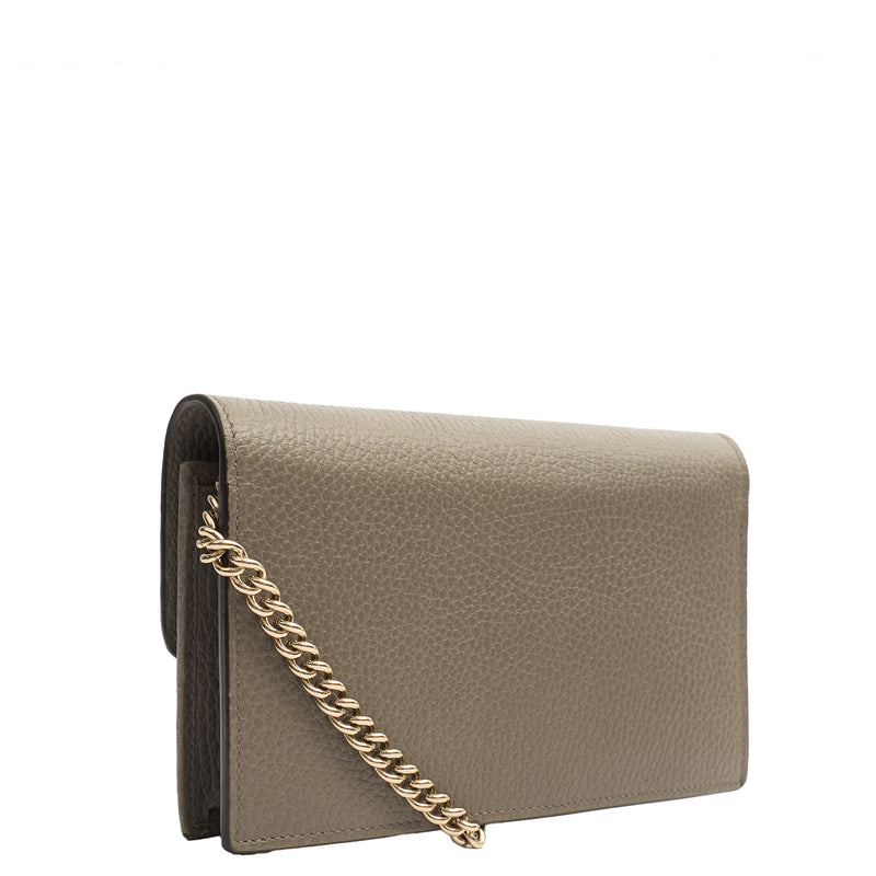 Picture of Gucci Cross Body Dollar Interlocking GG Wallet On Chain in Grey, Leather