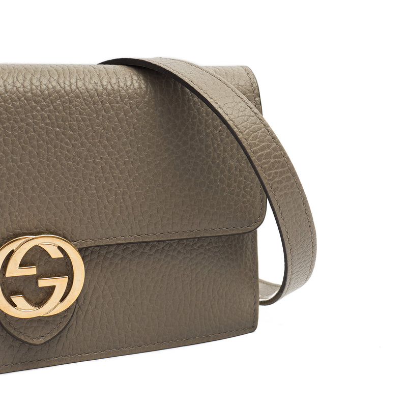 Picture of Gucci Cross Body Dollar Interlocking GG Wallet On Chain in Grey, Leather