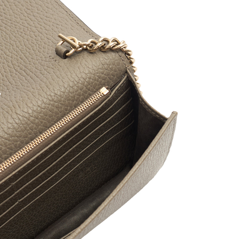 Picture of Gucci Cross Body Dollar Interlocking GG Wallet On Chain in Grey, Leather