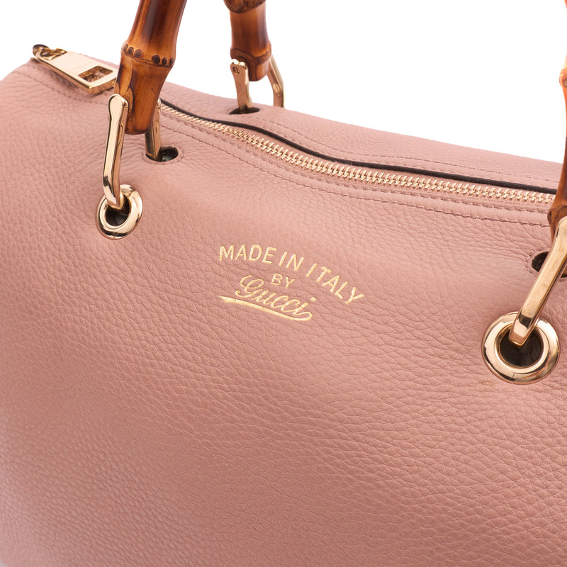 Picture of Gucci Top Handle Bamboo Shopper  in Pink, Leather