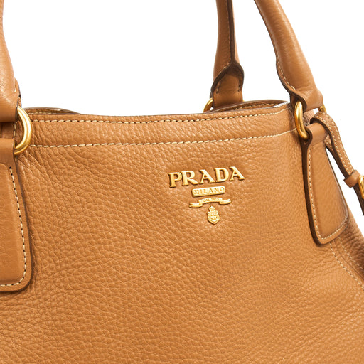 Picture of Prada Tote Vitello Daino Tote in Neutral, Calfskin