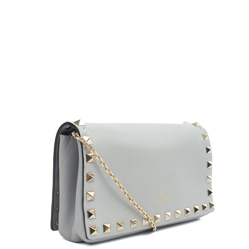 Picture of Valentino Cross Body Rockstud Crossbody Bag - Small in Grey, Calfskin