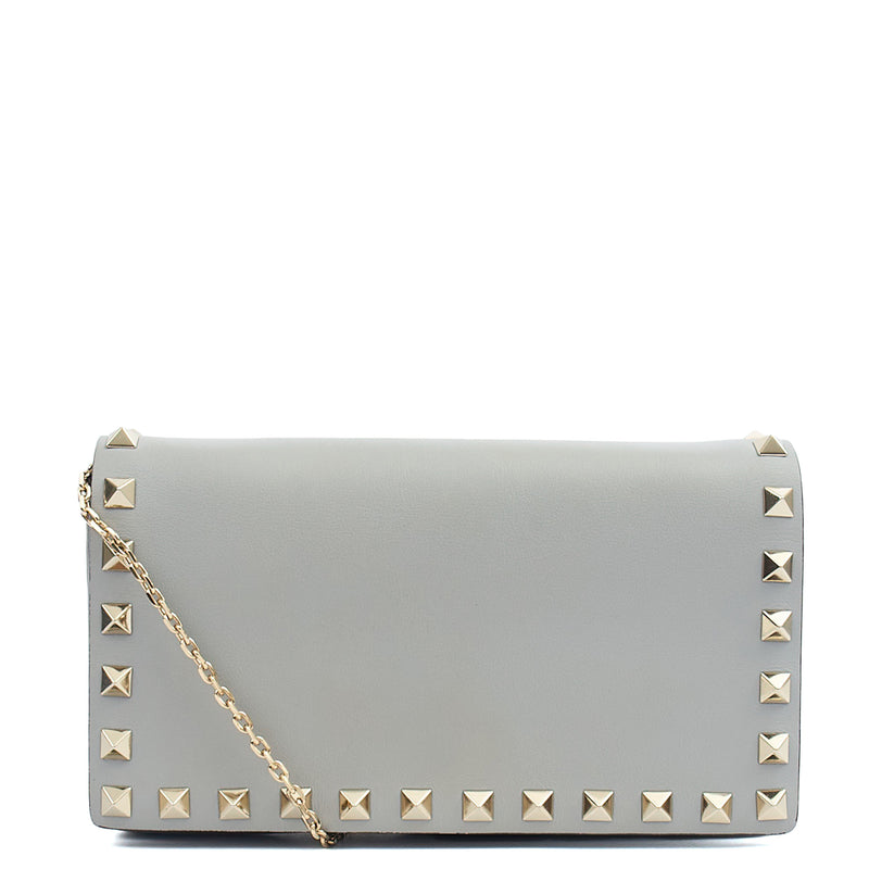 Picture of Valentino Cross Body Rockstud Crossbody Bag - Small in Grey, Calfskin