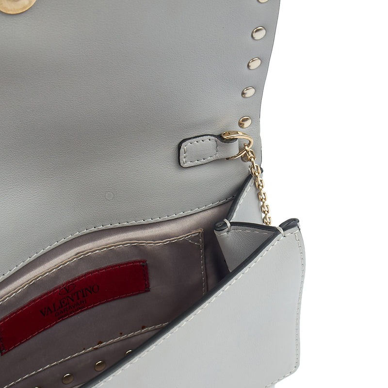 Picture of Valentino Cross Body Rockstud Crossbody Bag - Small in Grey, Calfskin