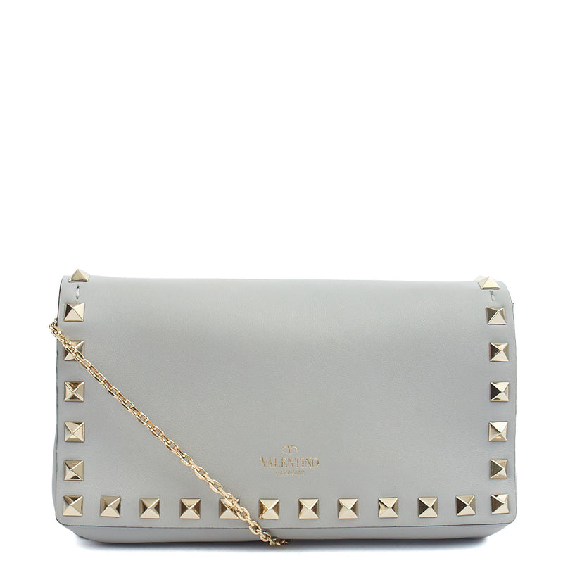 Picture of Valentino Cross Body Rockstud Crossbody Bag - Small in Grey, Calfskin