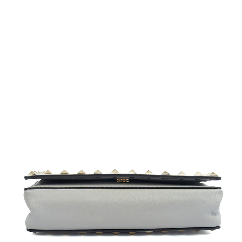 Picture of Valentino Cross Body Rockstud Crossbody Bag - Small in Grey, Calfskin