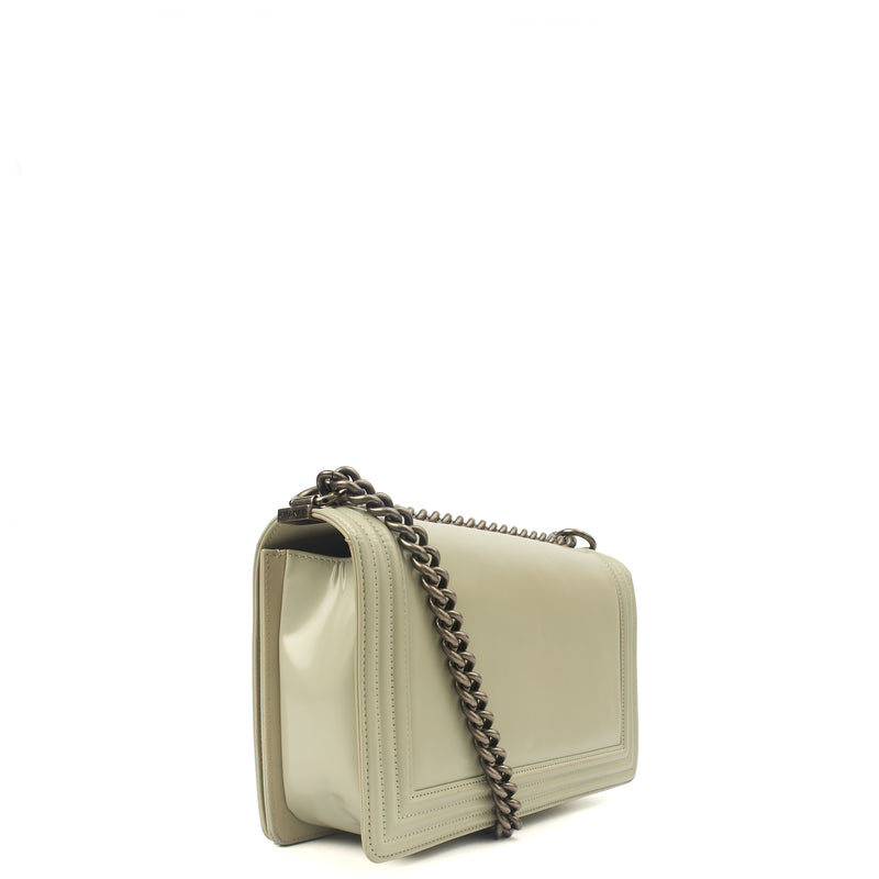 Picture of Chanel Shoulder Bag Boy - Medium in Grey, Patent Leather