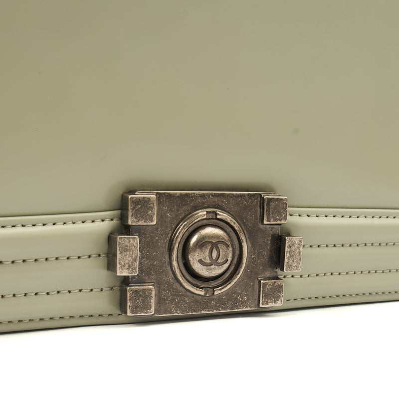 Picture of Chanel Shoulder Bag Boy - Medium in Grey, Patent Leather