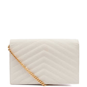 Picture of Saint Laurent Cross Body Envelope Wallet on Chain in Neutral, Calfskin Leather