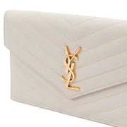 Picture of Saint Laurent Cross Body Envelope Wallet on Chain in Neutral, Calfskin Leather