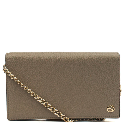 Picture of Gucci Cross Body Dollar Interlocking GG Wallet On Chain in Grey, Leather
