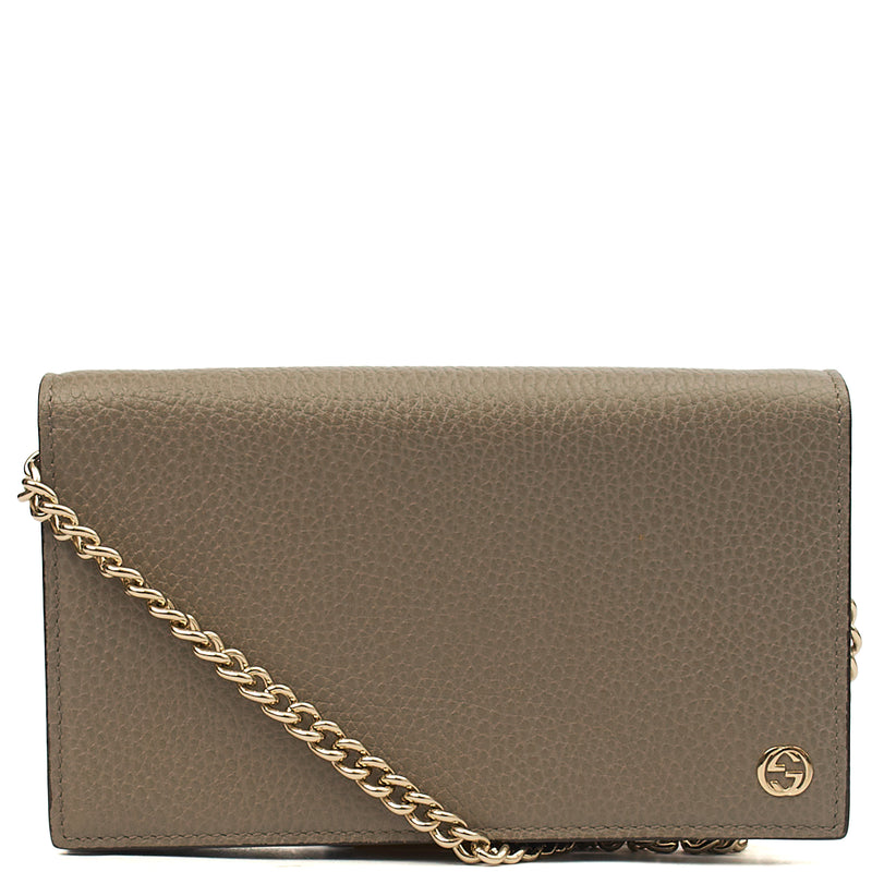 Picture of Gucci Cross Body Dollar Interlocking GG Wallet On Chain in Grey, Leather