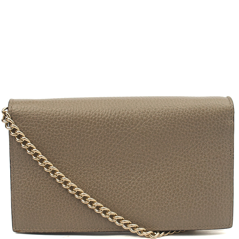 Picture of Gucci Cross Body Dollar Interlocking GG Wallet On Chain in Grey, Leather