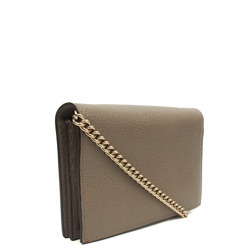 Picture of Gucci Cross Body Dollar Interlocking GG Wallet On Chain in Grey, Leather