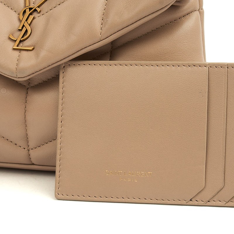 Picture of Saint Laurent Cosmetic Bag Puffer Pouch - Small in Neutral, Leather