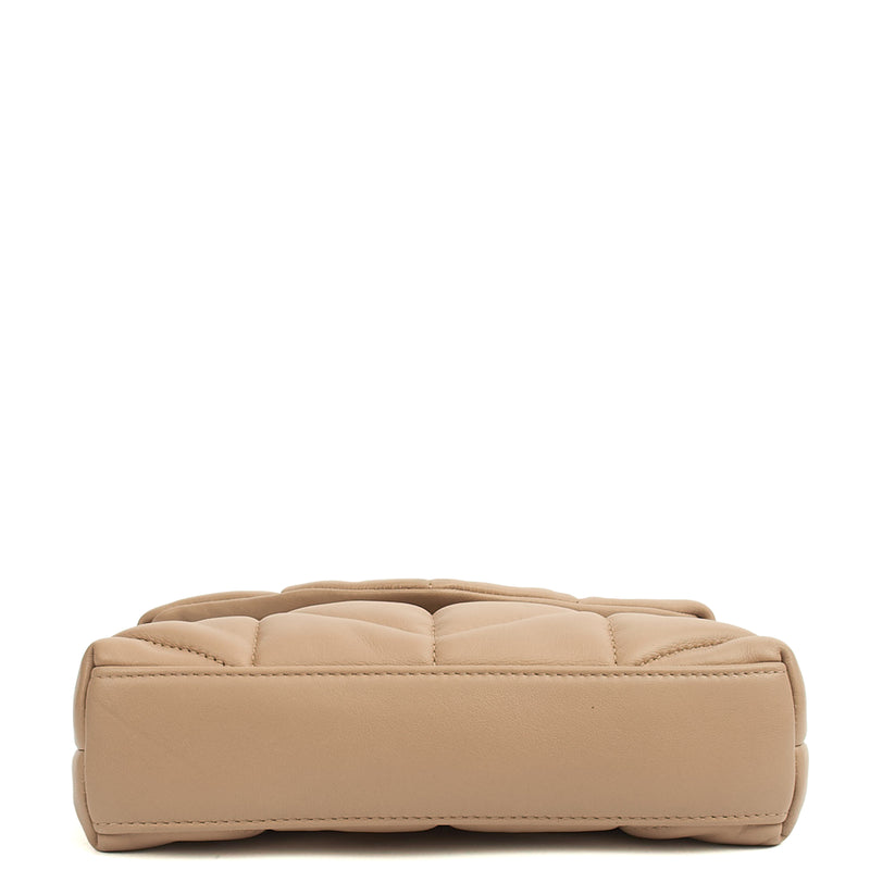 Picture of Saint Laurent Cosmetic Bag Puffer Pouch - Small in Neutral, Leather