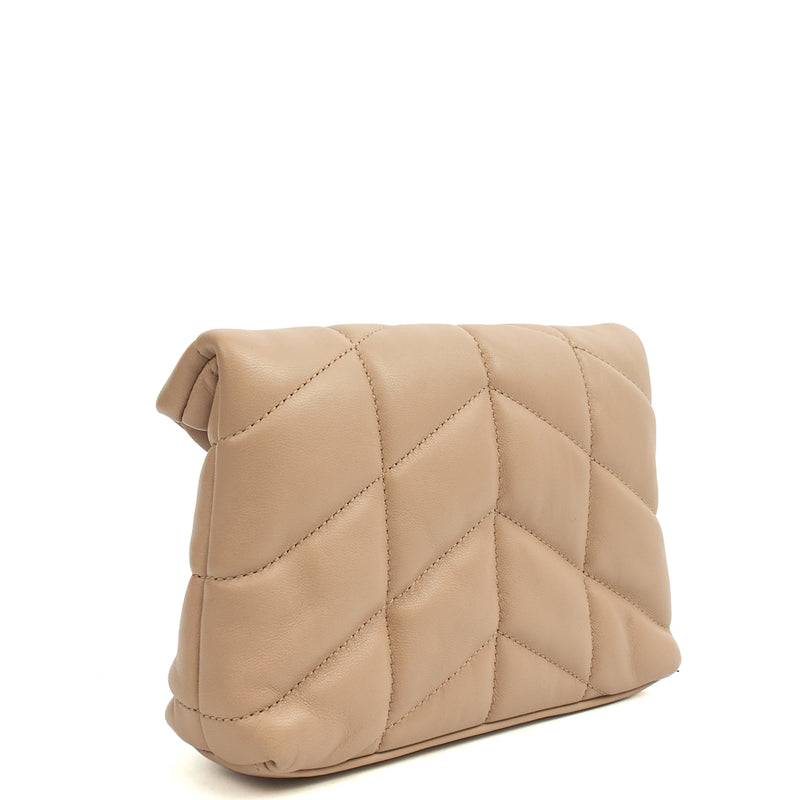 Picture of Saint Laurent Cosmetic Bag Puffer Pouch - Small in Neutral, Leather
