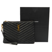 Picture of Saint Laurent Clutch Monogram Pouch A5 in Taupe, Leather