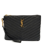 Picture of Saint Laurent Clutch Monogram Pouch A5 in Taupe, Leather