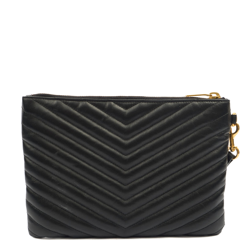 Picture of Saint Laurent Clutch Monogram Pouch A5 in Taupe, Leather