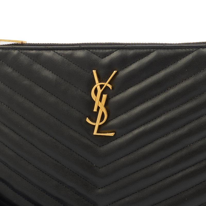 Picture of Saint Laurent Clutch Monogram Pouch A5 in Taupe, Leather