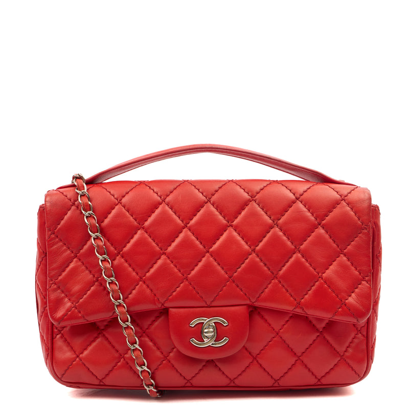 Picture of Chanel Shoulder Bag Carry Around Flap Bag in Red, Calfskin Leather